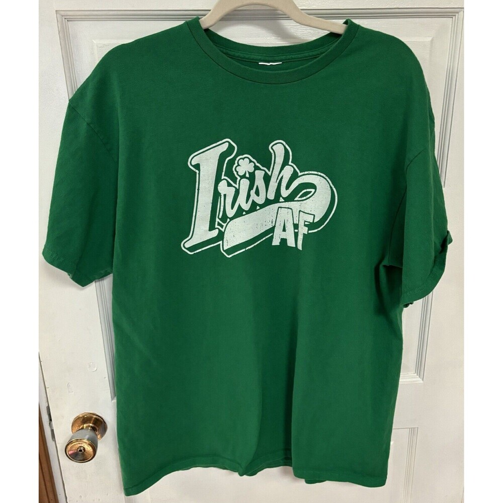 Irish AF Shirt Green Short Sleeve Crew Neck T-Shirt  Saint Patricks Day XL *NOTE